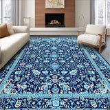 Ultra Soft Area Rug, Non Slip, Stain Resistant, Washable Area Rugs for Living Room, Bedroom, Rustic Natural Blue Patterned Decor(Blue)