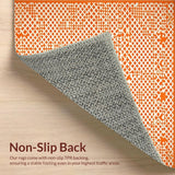 Ultra Soft Area Rug, Non Slip, Stain Resistant, Washable Area Rugs for Living Room, Bedroom, Elegant Minimalist Diamond Motif(Orange)