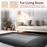 Ultra Soft Area Rug, Non Slip, Stain Resistant, Washable Area Rugs for Living Room, Bedroom, Contemporary Black and White Aesthetic(Black)