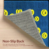 Ultra Soft Area Rug, Non Slip, Stain Resistant, Washable Area Rugs for Living Room, Bedroom, Funky Abstract Happy Design(Blue)