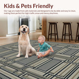 Ultra Soft Area Rug, Non Slip, Stain Resistant, Washable Area Rugs for Living Room, Bedroom, Contemporary Geometric Grey Harmony(Gray)