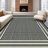 Ultra Soft Area Rug, Non Slip, Stain Resistant, Washable Area Rugs for Living Room, Bedroom, Contemporary Lattice Patterned Beauty(Black)