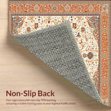 Ultra Soft Area Rug, Non Slip, Stain Resistant, Washable Area Rugs for Living Room, Bedroom, Boho Medallion Artistic Geometric Accent for Decor(Ivory)