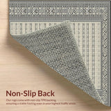 Ultra Soft Area Rug, Non Slip, Stain Resistant, Washable Area Rugs for Living Room, Bedroom, Sophisticated Monochrome Parquet Style(Beige)