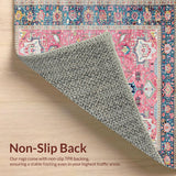 Ultra Soft Area Rug, Non Slip, Stain Resistant, Washable Area Rugs for Living Room, Bedroom, Rustic Soft Toned Geometric Beauty(Pink)