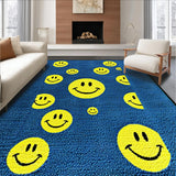 Ultra Soft Area Rug, Non Slip, Stain Resistant, Washable Area Rugs for Living Room, Bedroom, Funky Abstract Happy Design(Blue)