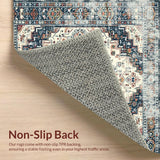 Ultra Soft Area Rug, Non Slip, Stain Resistant, Washable Area Rugs for Living Room, Bedroom, Sophisticated Modern Medallion Layout(Gray)