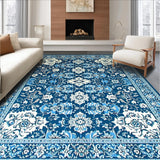 Ultra Soft Area Rug, Non Slip, Stain Resistant, Washable Area Rugs for Living Room, Bedroom, Charming High-Low Floral Arrangement(Blue)