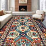 Ultra Soft Area Rug, Non Slip, Stain Resistant, Washable Area Rugs for Living Room, Bedroom, Primitive Farmhouse Style Stain-Resistant Kitchen Carpet(Red)