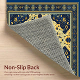 Ultra Soft Area Rug, Non Slip, Stain Resistant, Washable Area Rugs for Living Room, Bedroom, Abstract Animal Inspired Deep Blue and Gold(Blue)
