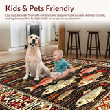 Ultra Soft Area Rug, Non Slip, Stain Resistant, Washable Area Rugs for Living Room, Bedroom, Whimsical Coastal Nautical Theme(Brown)