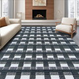 Ultra Soft Area Rug, Non Slip, Stain Resistant, Washable Area Rugs for Living Room, Bedroom, Geometric Checkered Entryway Stain-Resistant Carpet(Gray)