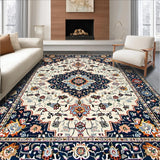 Ultra Soft Area Rug, Non Slip, Stain Resistant, Washable Area Rugs for Living Room, Bedroom, Vibrant Orange Geometric Arrangement(White)