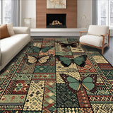 Ultra Soft Area Rug, Non Slip, Stain Resistant, Washable Area Rugs for Living Room, Bedroom, Whimsical Butterfly Patchwork Aesthetic(Red)