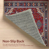 Ultra Soft Area Rug, Non Slip, Stain Resistant, Washable Area Rugs for Living Room, Bedroom, Rustic Distressed Geometric Motif(Red)