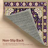 Ultra Soft Area Rug, Non Slip, Stain Resistant, Washable Area Rugs for Living Room, Bedroom, Beige Denim Area(Purple)