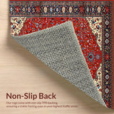Ultra Soft Area Rug, Non Slip, Stain Resistant, Washable Area Rugs for Living Room, Bedroom, Sophisticated Ethnic Diamond Composition(Red)
