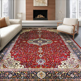 Ultra Soft Area Rug, Non Slip, Stain Resistant, Washable Area Rugs for Living Room, Bedroom, Chic Geometric Red and Cream Fusion(Red)