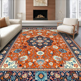 Ultra Soft Area Rug, Non Slip, Stain Resistant, Washable Area Rugs for Living Room, Bedroom, Dynamic Orange Floral Elegance(Orange)