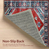 Ultra Soft Area Rug, Non Slip, Stain Resistant, Washable Area Rugs for Living Room, Bedroom, Rustic Crimson Medallion Elegance(Red)
