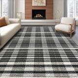 Ultra Soft Area Rug, Non Slip, Stain Resistant, Washable Area Rugs for Living Room, Bedroom, Welcoming Striped Front Door Rug for Modern Farmhouse Aesthetic(Black)