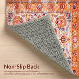 Ultra Soft Area Rug, Non Slip, Stain Resistant, Washable Area Rugs for Living Room, Bedroom, Radiant Earthy Toned Medallion Style(Orange)