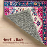 Ultra Soft Area Rug, Non Slip, Stain Resistant, Washable Area Rugs for Living Room, Bedroom, Rustic Colorful Geometric Arrangement(Pink)