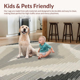 Ultra Soft Area Rug, Non Slip, Stain Resistant, Washable Area Rugs for Living Room, Bedroom, Stylish Abstract Tilework Composition(Gray)