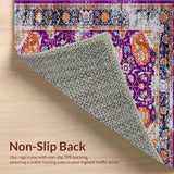 Ultra Soft Area Rug, Non Slip, Stain Resistant, Washable Area Rugs for Living Room, Bedroom, Sophisticated Colorful Medallion Look(Purple)