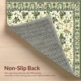 Ultra Soft Area Rug, Non Slip, Stain Resistant, Washable Area Rugs for Living Room, Bedroom, Hallway Runner with Beige/Green Floral(Ivory)