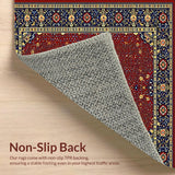Ultra Soft Area Rug, Non Slip, Stain Resistant, Washable Area Rugs for Living Room, Bedroom, Vintage Inspired Blue and Red Area(Red)