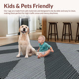 Ultra Soft Area Rug, Non Slip, Stain Resistant, Washable Area Rugs for Living Room, Bedroom, Vibrant Coastal Trellis Aesthetic(Gray)