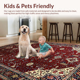 Ultra Soft Area Rug, Non Slip, Stain Resistant, Washable Area Rugs for Living Room, Bedroom, Timeless Medallion Vintage Flair(Red)
