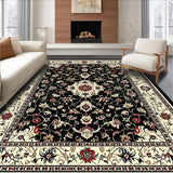 Ultra Soft Area Rug, Non Slip, Stain Resistant, Washable Area Rugs for Living Room, Bedroom, Dramatic Black Ivory Geometric Fusion(Black)