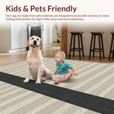 Ultra Soft Area Rug, Non Slip, Stain Resistant, Washable Area Rugs for Living Room, Bedroom, Sleek Black and Beige Stripe Aesthetic(Beige)