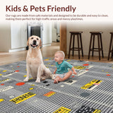 Ultra Soft Area Rug, Non Slip, Stain Resistant, Washable Area Rugs for Living Room, Bedroom, Sleek Black and White Humor(Black)
