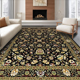 Ultra Soft Area Rug, Non Slip, Stain Resistant, Washable Area Rugs for Living Room, Bedroom, Chic Rustic Floral Medley(Black)