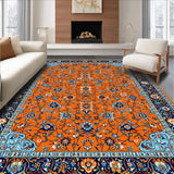 Ultra Soft Area Rug, Non Slip, Stain Resistant, Washable Area Rugs for Living Room, Bedroom, Elegant Retro Flower Arrangement(Orange)