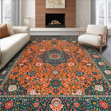 Ultra Soft Area Rug, Non Slip, Stain Resistant, Washable Area Rugs for Living Room, Bedroom, Rustic Earthy Boho Charm(Orange)