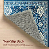 Ultra Soft Area Rug, Non Slip, Stain Resistant, Washable Area Rugs for Living Room, Bedroom, Charming High-Low Floral Arrangement(Blue)