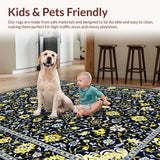 Ultra Soft Area Rug, Non Slip, Stain Resistant, Washable Area Rugs for Living Room, Bedroom, Transitional Elegant Trellis Aesthetic(Blue)