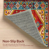 Ultra Soft Area Rug, Non Slip, Stain Resistant, Washable Area Rugs for Living Room, Bedroom, Elegant Ethnic Colorful Design(Red)