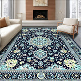 Ultra Soft Area Rug, Non Slip, Stain Resistant, Washable Area Rugs for Living Room, Bedroom, Chic Floral Medallion Design(Blue)