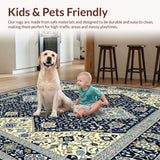 Ultra Soft Area Rug, Non Slip, Stain Resistant, Washable Area Rugs for Living Room, Bedroom, Oushak Style Blue Beige Area for(Blue)