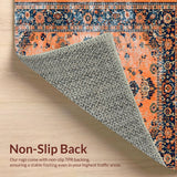 Ultra Soft Area Rug, Non Slip, Stain Resistant, Washable Area Rugs for Living Room, Bedroom, Contemporary Distressed Geometric Vibe(Orange)