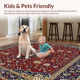 Ultra Soft Area Rug, Non Slip, Stain Resistant, Washable Area Rugs for Living Room, Bedroom, Oriental with High Pile and Inviting(Red)