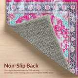 Ultra Soft Area Rug, Non Slip, Stain Resistant, Washable Area Rugs for Living Room, Bedroom, Elegant Colorful Trellis Arrangement(Pink)