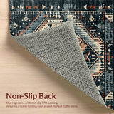 Ultra Soft Area Rug, Non Slip, Stain Resistant, Washable Area Rugs for Living Room, Bedroom, Chic Distressed Geometric Accents(Gray)