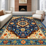 Ultra Soft Area Rug, Non Slip, Stain Resistant, Washable Area Rugs for Living Room, Bedroom, Rustic Vibrant Patterned Tapestry(Blue)