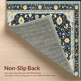 Ultra Soft Area Rug, Non Slip, Stain Resistant, Washable Area Rugs for Living Room, Bedroom, Chic Geometric Floral Arrangement(Blue)